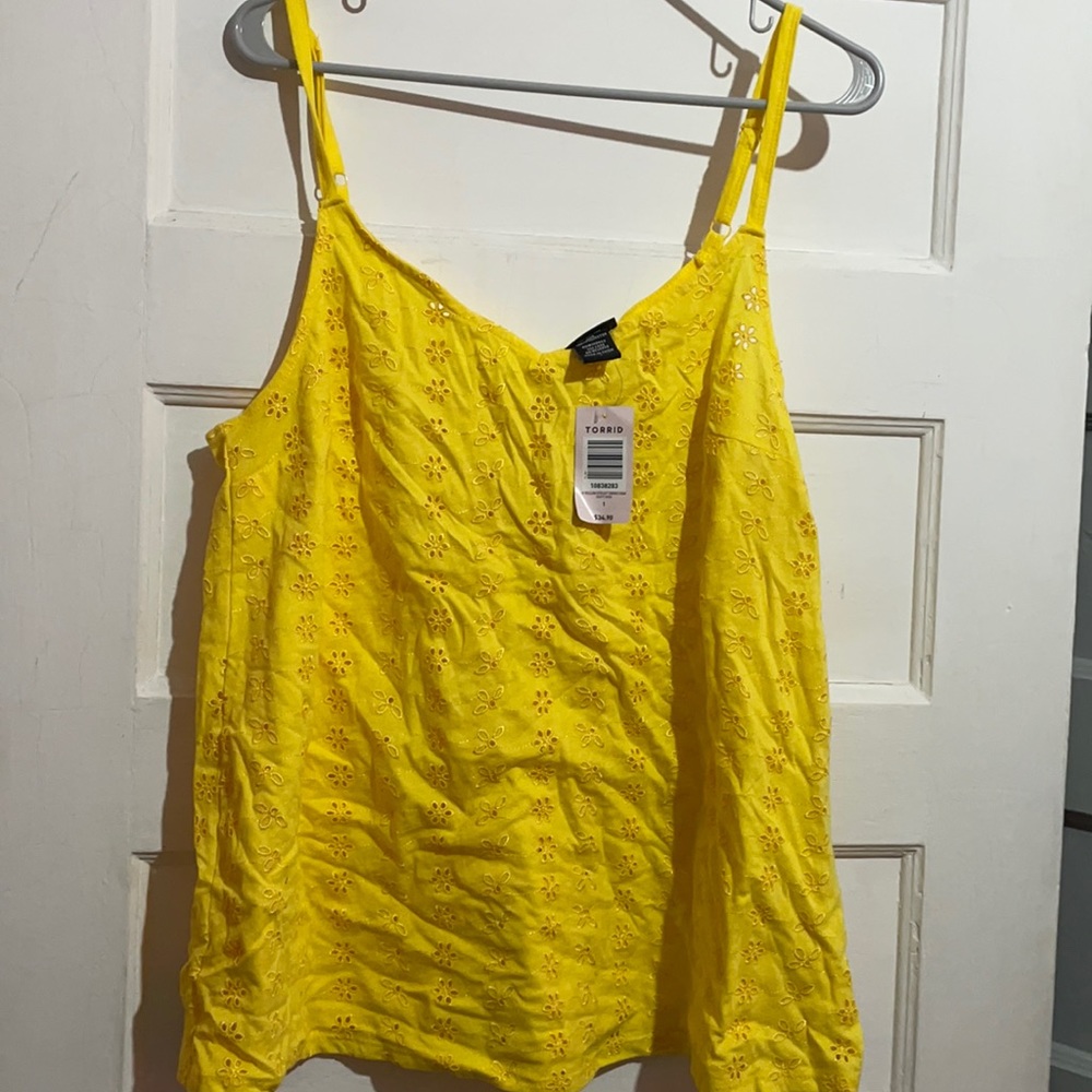 Yellow eyelet swing cami